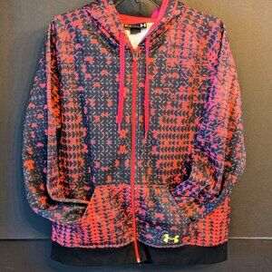Under Armour XL Fleece-Lined Track Jacket, Geometric Pattern, Full-Zip with Hood